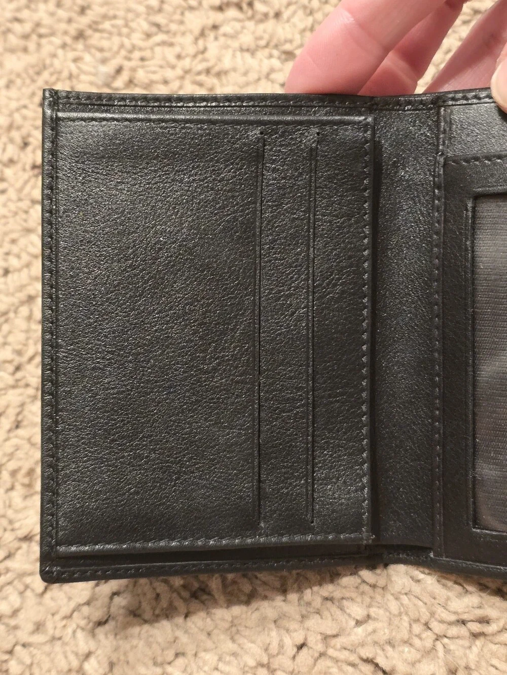 Vintage Celine Black Grained Leather Bi-Fold Wallet / Passcase M13